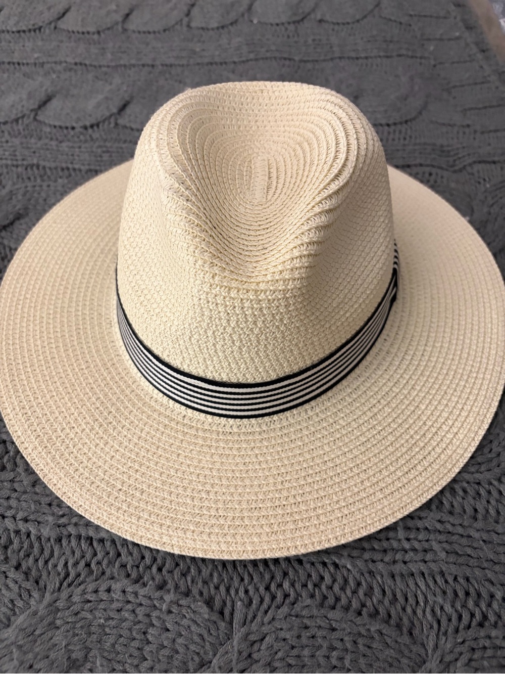 Classic unisex Straw Panama Hat with Black-Trim Band
